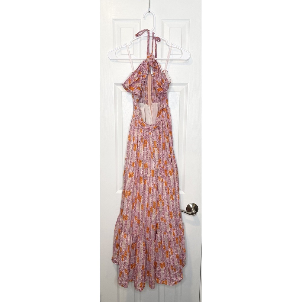 Lemlem‎ Women's Gigi Halterneck Cutout Printed Midi Dress Pink XS